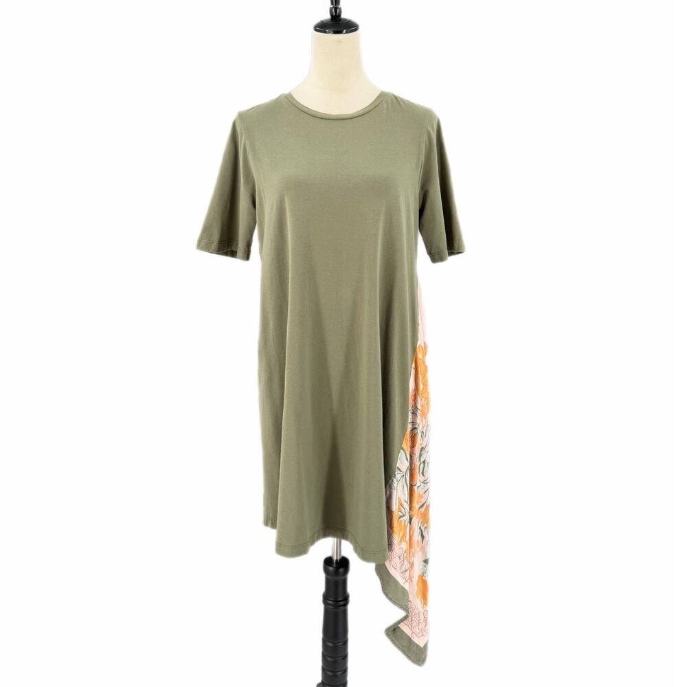 Anthropologie Tiny Saturday Sunday Olive Green Scarf Bohemian Cute T-shirt Dress